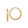 10k Yellow Gold Hoop Earrings, Diamond Cut Round Hoops with Polished Finish