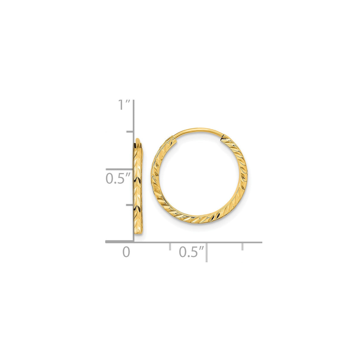 10k Yellow Gold Hoop Earrings, Diamond-Cut Twisted Design with Textured Finish