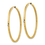10k Yellow Gold Hoop Earrings, Large Lightweight Diamond-Cut Textured Design for Women