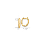10k Yellow Gold Oval Hoop Earrings, Smooth Polished Finish, Hinged Closure, Lightweight Design