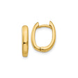 10k Yellow Gold Oval Hoop Earrings, Smooth Polished Finish, Hinged Closure, Lightweight Design