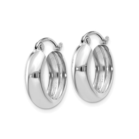 10k White Gold Hoop Earrings, Classic Rounded Lightweight Design for Women