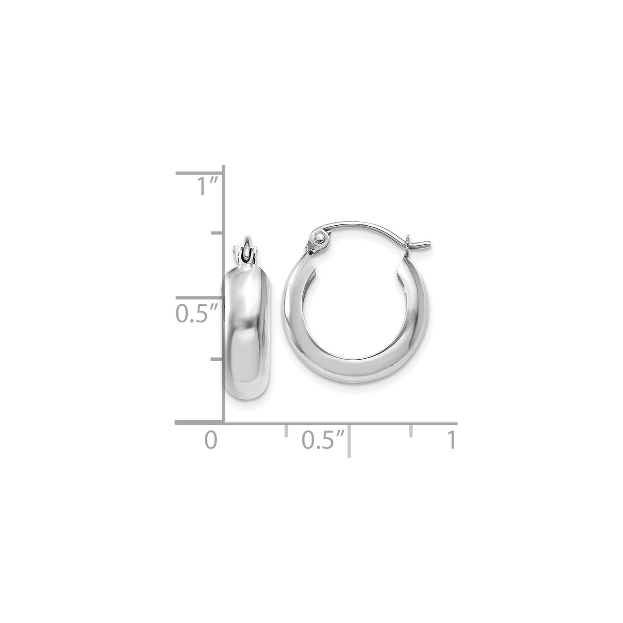 10k White Gold Hoop Earrings, Classic Rounded Lightweight Design for Women