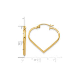10k Yellow Gold Heart Shaped Hoop Earrings, Polished Finish, Lightweight Minimalist Style