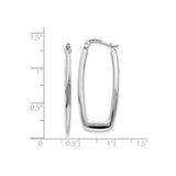 10k White Gold Rectangle Hoop Earrings, Sleek Polished Modern Minimalist Design for Women