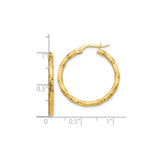 10k Yellow Gold Hoop Earrings with Hammered Finish and Twisted Design