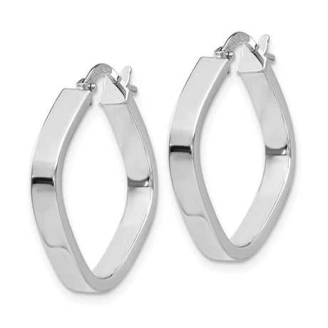 10k White Gold Square Hoop Earrings, Sleek Modern Italian Design for Women