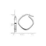 10k White Gold Square Hoop Earrings, Sleek Modern Italian Design for Women