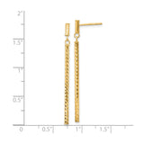 10k Yellow Gold Long Bar Drop Earrings with Polished and Diamond-Cut Finish