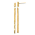 10k Yellow Gold Long Bar Drop Earrings with Polished and Diamond-Cut Finish