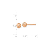 10k Rose Gold Ball Stud Earrings with Diamond-Cut Faceted Finish, Minimalist Design