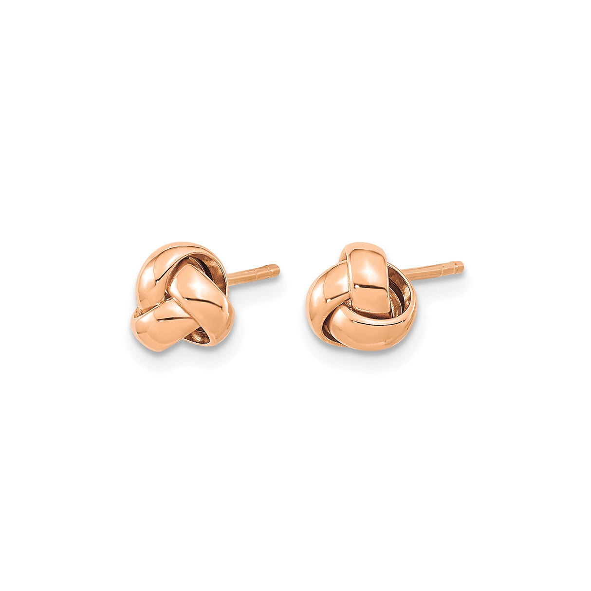 10k Rose Gold Love Knot Stud Earrings, Polished Finish, Symbol of Eternal Love and Unity