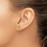 10k Yellow Gold Love Knot Stud Earrings, Intertwined Design, Minimalist Style for Women
