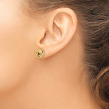 10k Yellow Gold Love Knot Stud Earrings with Polished and Textured Finish