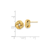 10k Yellow Gold Love Knot Stud Earrings with Polished and Textured Finish