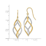 10k Two-Tone Gold Dangle Earrings with Twisted Open Marquise Design for Women