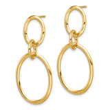10k Yellow Gold Dangle Earrings with Open Double Oval Link Design, Lightweight Modern Style