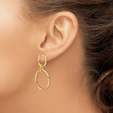 10k Yellow Gold Dangle Earrings with Open Double Oval Link Design, Lightweight Modern Style