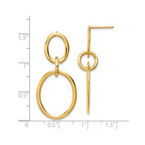 10k Yellow Gold Dangle Earrings with Open Double Oval Link Design, Lightweight Modern Style
