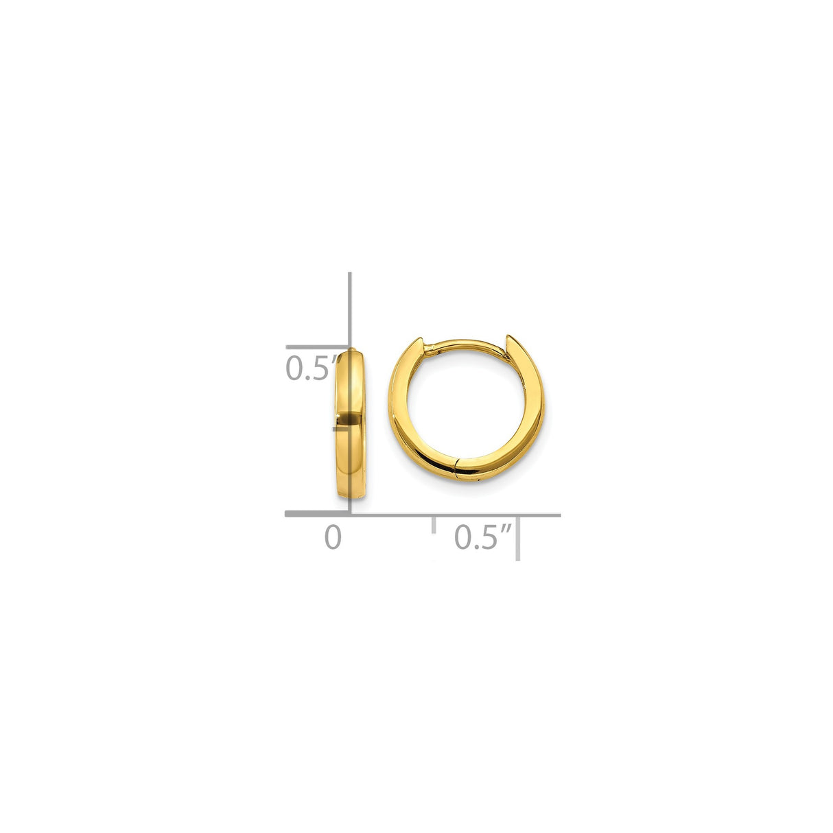 10k Yellow Gold Hoop Earrings, Small Polished Round Hoops with Hinged Back, Unisex Minimalist Design