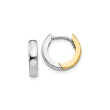 10k Yellow Gold Hoop Earrings, Two-Tone Polished Finish, Modern Minimalist Style