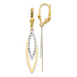 10k Two-Tone Gold Dangle Earrings, Marquise Double Drop with Polished and Diamond-Cut Accents