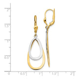 10k Yellow Gold Leverback Dangle Earrings with Interlocking Teardrop Design for Women
