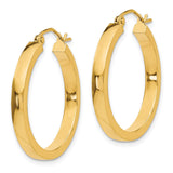 10k Yellow Gold Hoop Earrings, Polished Round Hoops with Latch Back, Lightweight Minimalist Design
