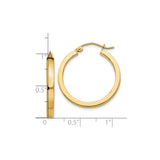10k Yellow Gold Hoop Earrings, Polished Round Hoops with Latch Back, Lightweight Minimalist Design