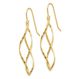 10k Yellow Gold Dangle Earrings with Twisted Open Marquise Design, Lightweight Drop Style