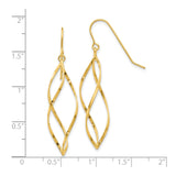 10k Yellow Gold Dangle Earrings with Twisted Open Marquise Design, Lightweight Drop Style