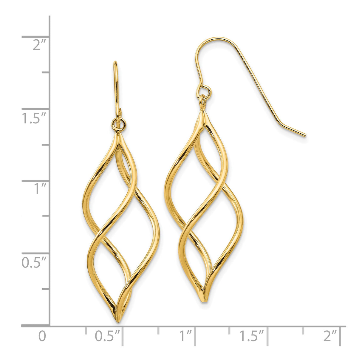 10k Yellow Gold Twisted Teardrop Dangle Earrings with Intertwined Curves for Women