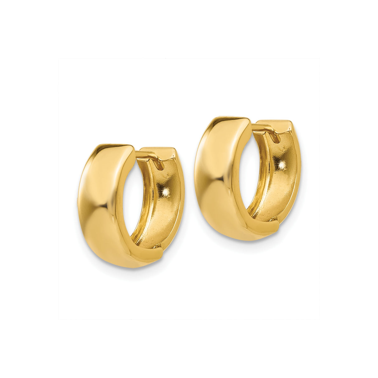 10k Yellow Gold Huggie Hoop Earrings, Small Minimalist Polished Hoops for Women