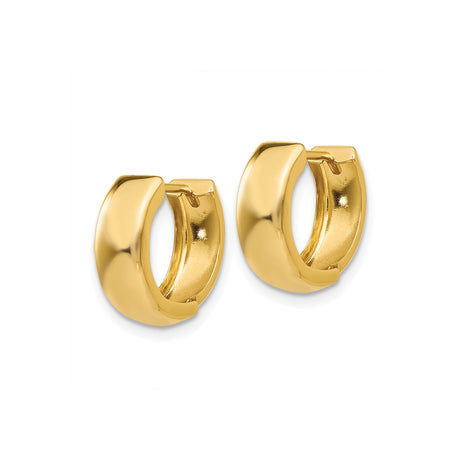 10k Yellow Gold Huggie Hoop Earrings, Small Minimalist Polished Hoops for Women