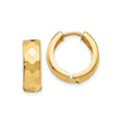 10k Yellow Gold Hoop Earrings, Polished Diamond Cut Textured Hinged Hoops for Women