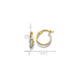 10k Two Tone Gold Hoop Earrings with Interlocking Bands and Polished Finish
