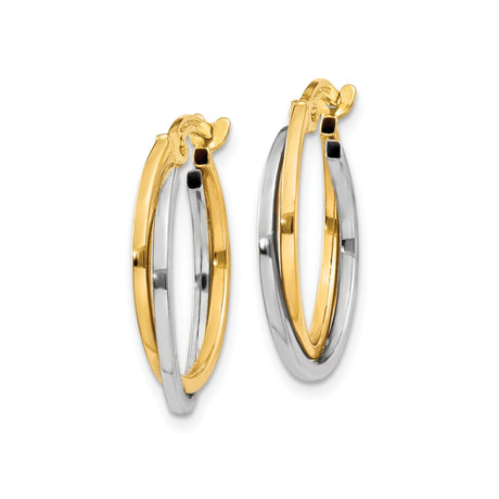 10k Two-Tone Gold Hoop Earrings, Twisted Yellow and White Gold Design
