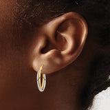10k Two-Tone Gold Hoop Earrings, Twisted Yellow and White Gold Design