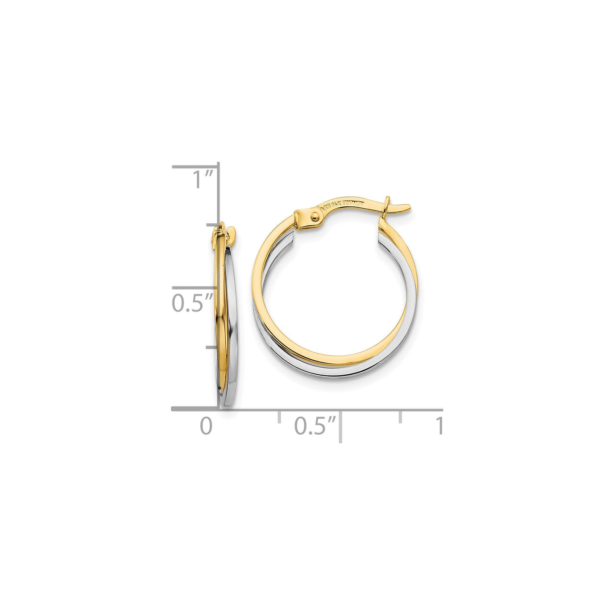 10k Two-Tone Gold Hoop Earrings, Twisted Yellow and White Gold Design