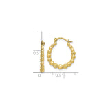 10k Yellow Gold Hoop Earrings, Beaded Ribbed and Polished Texture, Vintage Inspired