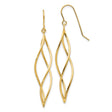 10k Yellow Gold Dangle Earrings, Twisted Marquise Shape, Polished Drop Design for Women