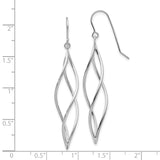 10k White Gold Dangle Earrings with Twisted Open Marquise Design, Lightweight Drop Style