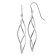 10k White Gold Dangle Earrings with Twisted Open Marquise Design, Lightweight Drop Style