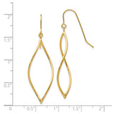 10k Yellow Gold Dangle Earrings with Open Marquise and Twist Design for Women