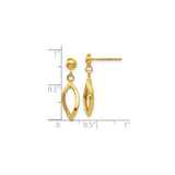 10k Yellow Gold Dangle Earrings with Open Marquise Ichthys Christian Fish Design