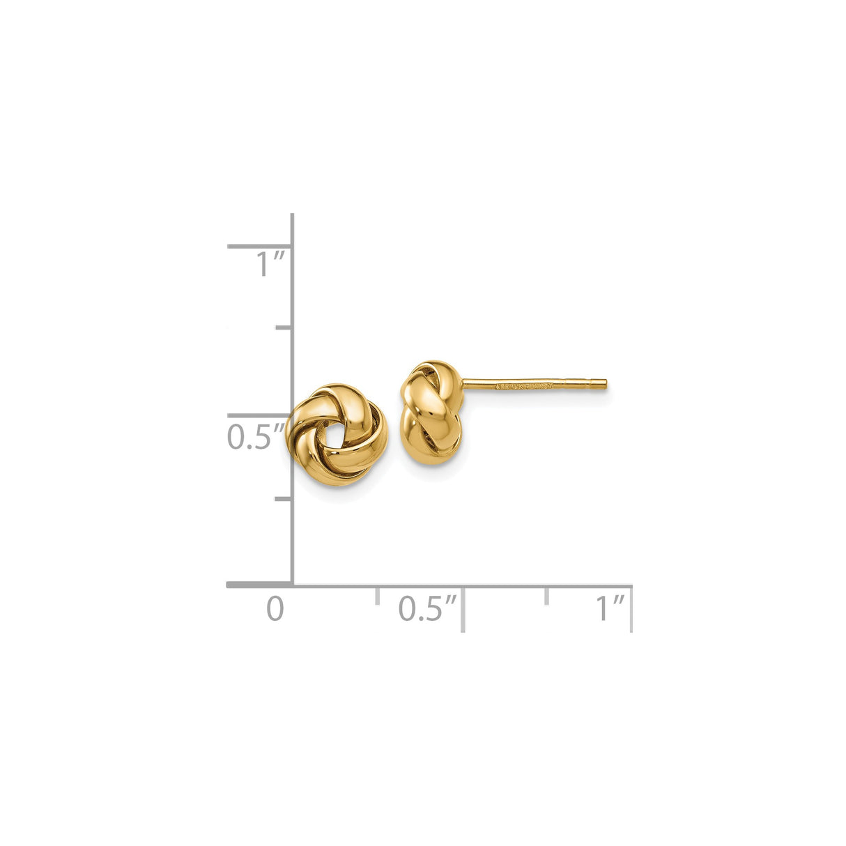 10K Yellow Gold Love Knot Stud Earrings Interwoven Design