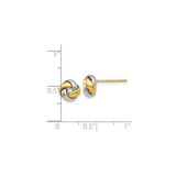 10K Two Tone Gold Love Knot Stud Earrings Symbolizing Unity