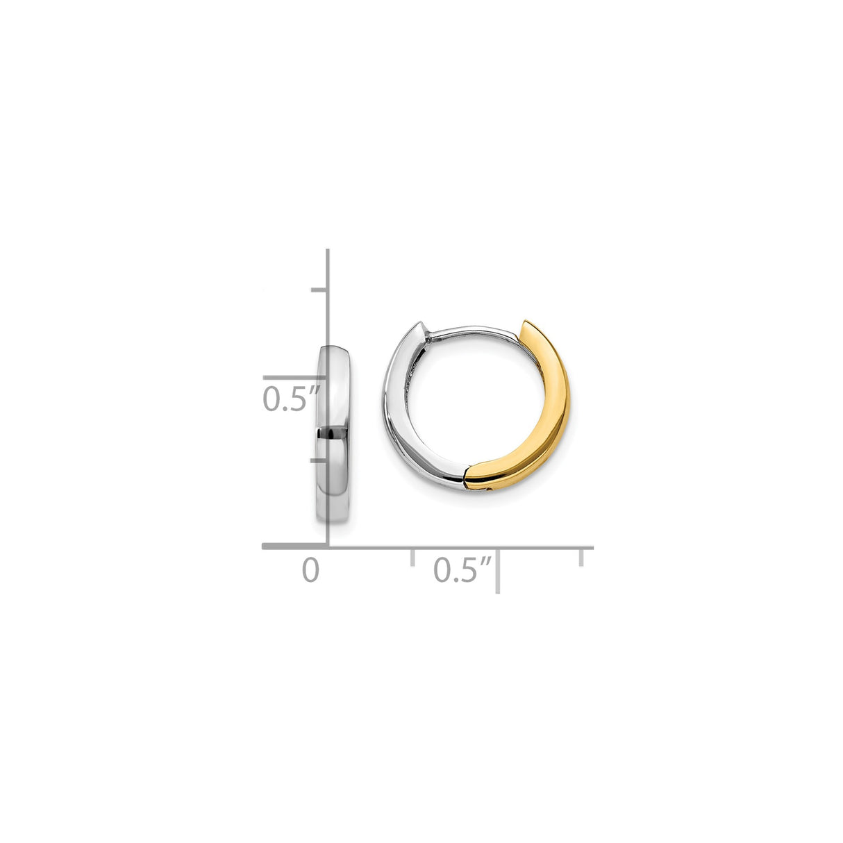 10k Two-Tone Gold Hoop Earrings, Yellow and White Gold, Sleek Modern Minimalist Design