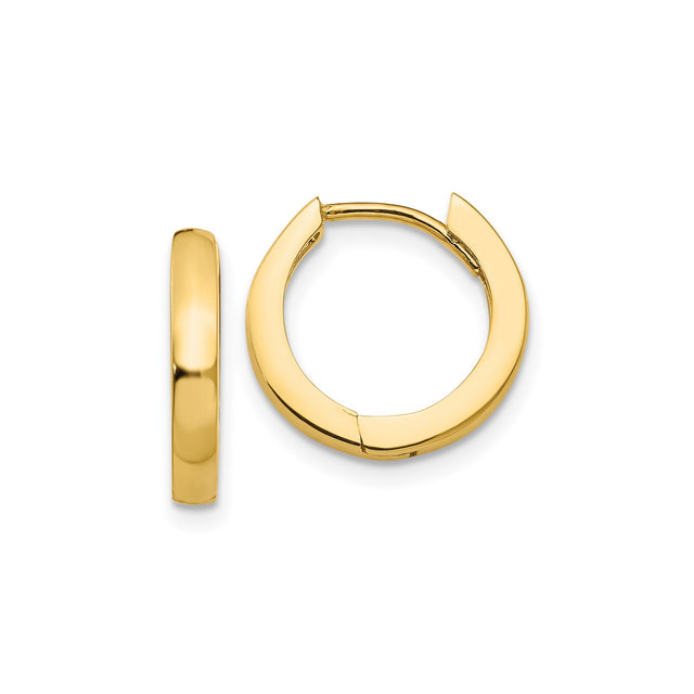 10k Yellow Gold Hoop Earrings, Smooth Polished Finish, Classic Minimalist Unisex Design