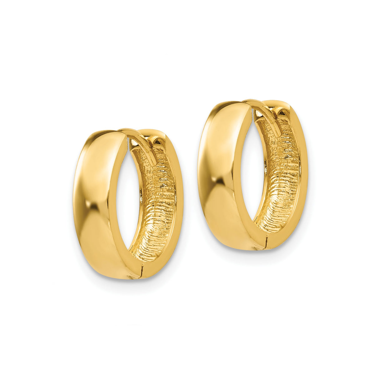 10k Yellow Gold Hoop Earrings, Small Polished Hinged Hoops, Unisex Classic Style
